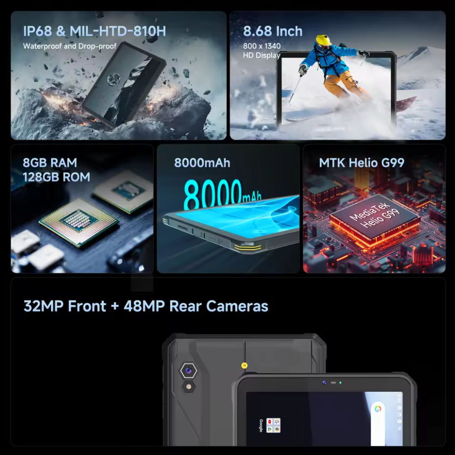 T1 8-inch IP68 waterdichte ATEX octa-core Android 14 - Afbeelding 2